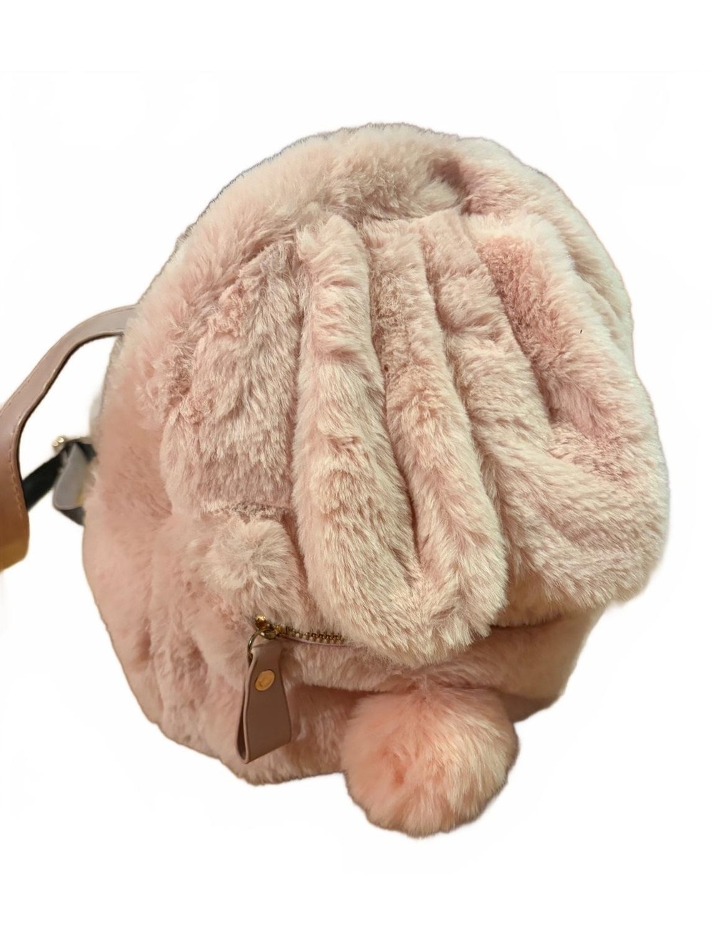 Cute Pink Faux Fur Bunny Backpack with Adjustable Straps